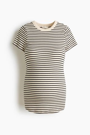 H&M MAMA Geripptes Shirt - Cremefarben/Schwarz Gestreift