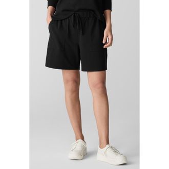 Eileen Fisher Stretch Organic Cotton Drawstring Shorts in Black at Nordstrom, Size Xx-Small