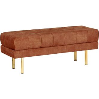 Beliani Panca imbottita Glam Sgabello Pouf Accento Gambe in metallo dorato Motivo solido Rosso Roseville