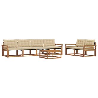 vidaXL Conjunto De Sof&aacute;s De Exterior Con Coj&iacute;n 7 Pcs Natural Y Beige Vidaxl
