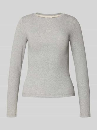 Guess Longsleeve mit Label-Stitching in Hellgrau Melange, Größe XL