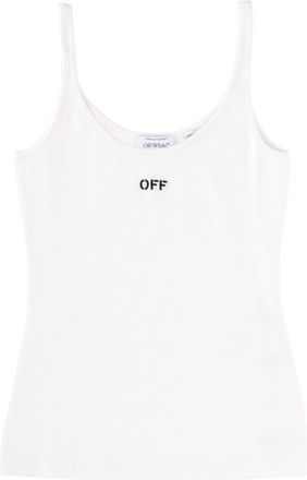 Off-white White Logo Scoop Neck Top