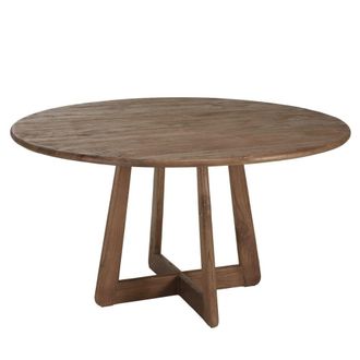 Macabane Mesa de comedor redonda de 140 x 140 cm de madera de mindi