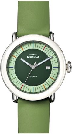 Shinola Detrola Rubber Strap Watch, 41mm in Deep Olive at Nordstrom