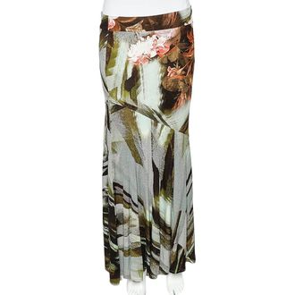 Roberto Cavalli Cavalli Class Multicolor Printed Jersey Paneled Midi Skirt M