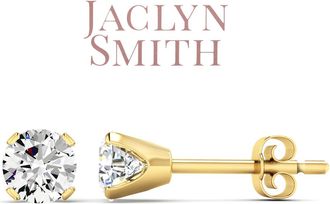 Jaclyn Smith 2 Carat Moissanite Stud Earrings In Yellow Gold