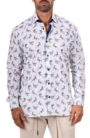 Maceoo Fibonacci Marthyr 0316 Contemporary Fit Button-Up Shirt in White at Nordstrom, Size 5