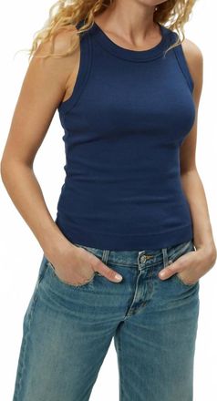 Michael Stars Womens Gina Ribbed Crop Tank Top In Nocturnal