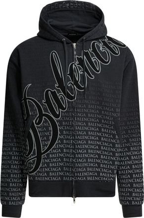 Balenciaga Big B Zippered Hooded Sweatshirt