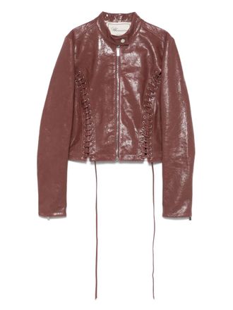Blumarine Giacca in pelle con effetto craquel&eacute; - Rosso