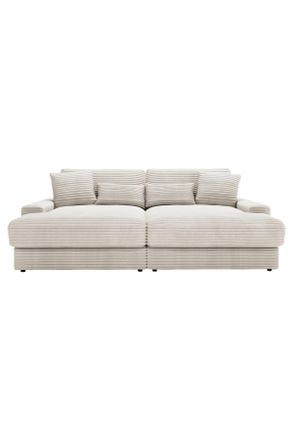 CARRYHOME Bigsofa, Naturfarben, Textil, F&uuml;llung: Schaumstoff, Silikon,Schaumstoff, Silikon,Schaumstoff, Silikon, 230x85x190 cm, Typenauswahl, R&uuml;cken echt, haust