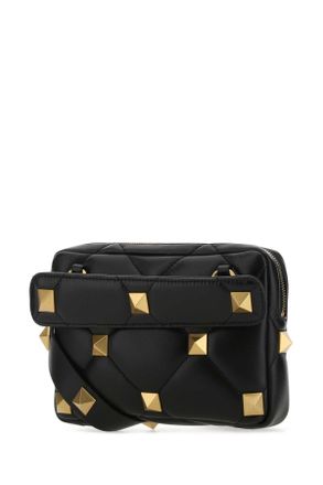Valentino Garavani Mens Black Nappa Leather Roman Stud Handbag 0no Borse A Mano