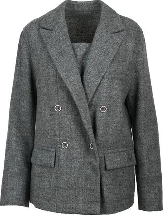Emporio Armani Double-Breasted Jacket Acrylic Wool - Grey
