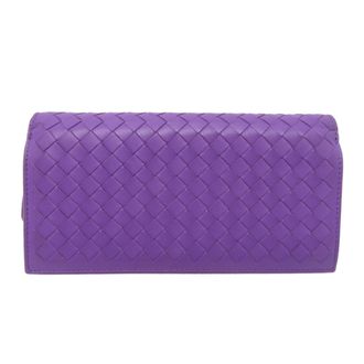 Bottega Veneta Purple Leather Long Wallet (Bi-Fold) (Pre-Owned)