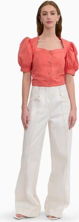 Rebecca Taylor Brielle Poplin Shirt in Coral Blush at Nordstrom, Size 8