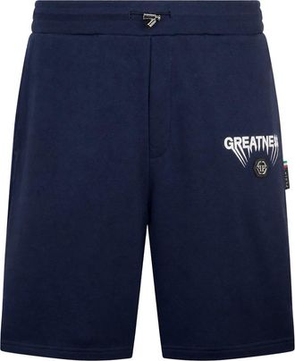 Philipp Plein Fleece Shorts Greatness - Heren - Korte Broeken - Blauw - L - Katoen - Korte Broeken