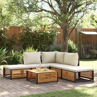 vidaXL Set De Sof&aacute;s De Jard&iacute;n Con Cojines 6 Pzas Madera Maciza Acacia Vidaxl