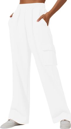 Generic Womens Joggers Elasticat High Waisted Sweatpants Wide Leg Cargo Trousers Baggy Jogging Pants Solid Colour Running Gym Workout Tracksuit Bottoms with C