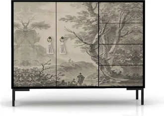 Really Nice Things Aparador bajo 2 puertas 4 cajones mdf estampado