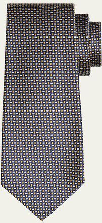 Kiton Mens Silk Woven Ovals Seven-Fold Tie