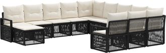 vidaXL Conjunto De Sof&aacute;s De Jard&iacute;n 12 Uds. Negro Rat&aacute;n Sint&eacute;tico Vidaxl