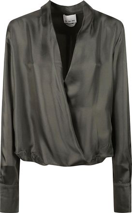 SA SU PHI Criss-Cross Front Long-Sleeved Top with Pleated Back Details