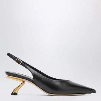 Ferragamo Black slingback with sculptural S heel
