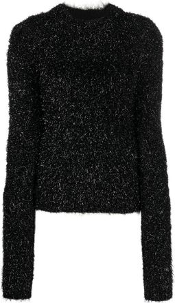 Alberta Ferretti glittered puff-sleeved jumper - women - Polyamide/Virgin Wool/Polyester - 42 - Black