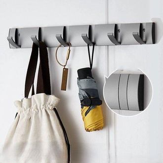 OEM Perchero De Pared, Puerta Flotante, Perchas De Aluminio Que Ahorran Espacio, Ba&ntilde;o, Sombreros, Toallas, Negro Plateado, 3 Ganchos