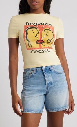 Topshop Linguine Baby Tee in Buttermilk at Nordstrom, Size Medium