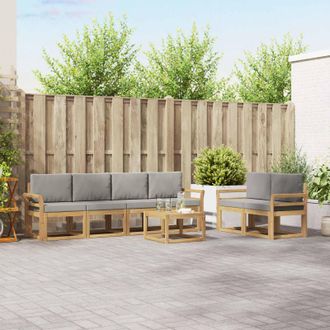 vidaXL Vidaxl Set Di Divani Da Esterno 7 Pz Bianco E Grigio Chiaro Poliestere