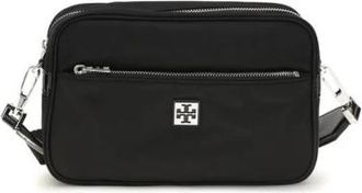 Tory Burch Kira Chevron Camera Bag - Dames - Schoudertassen - Zwart - ONE Size - Katoen - Tassen