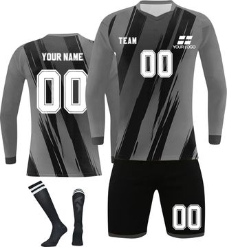 Generic Personalized Goalkeeper Jersey Goalkeeper Uniform Set for Men Women Custom Goalkeeper Kit for Men Women Boys Girls with Name Team Number
