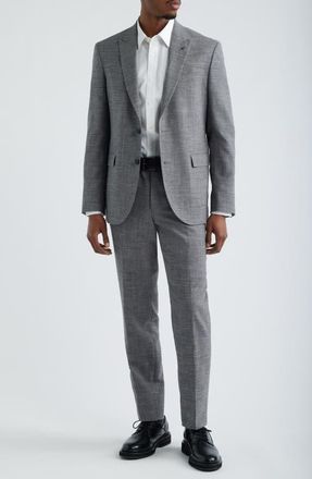 AllSaints Rawdon Slim Fit Grey M&eacute;lange Peak Lapel Suit at Nordstrom, Size 36 Regular