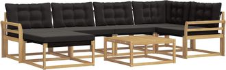vidaXL Conjunto De Sof&aacute;s De Exterior 7 Uds. Blanco Y Negro Vidaxl