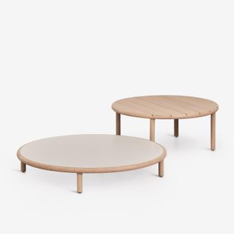 Sklum Set De 2 Mesas De Centro Para Jard&iacute;n Redondas En Madera De Acacia Olivia Sklum