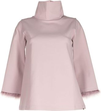 Herno Resort contrast-trim knitted top - women - Viscose/Polyamide/Polyurethane - 44 - Pink