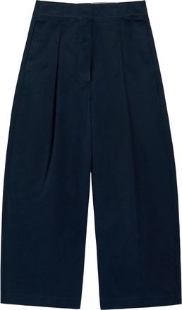 STUDIO NICHOLSON Peached Wide-leg Cotton-twill Trousers - Navy - 10 (UK10 / S)
