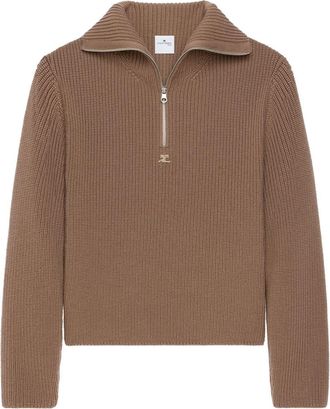 Courr&egrave;ges Funnel Neck Sweater With Half-Zip Fastening