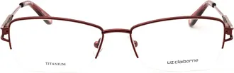 Liz Claiborne L668T Titanium Rectangular Eyeglasses - Burgundy