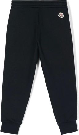 Moncler Navy Blue Joggers with Striped Finish - male - Moncler - Sweatpants - Blue - 18 M - Kids
