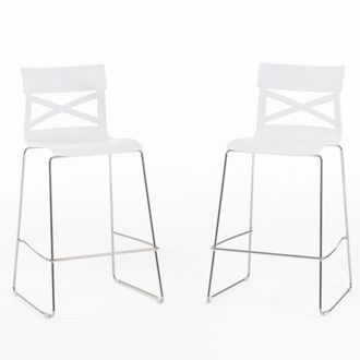 Siediti Fuori e Dentro Pareja de taburetes de cocina de resina con fibra de vidrio blanco