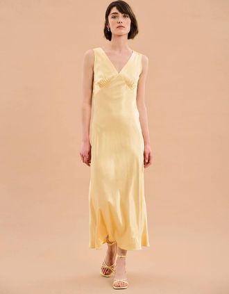 Omnes Womens Iris Maxi Dress in Yellow - Tan - Size: 10
