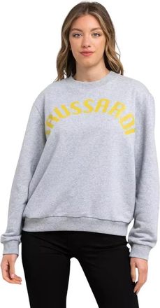 Trussardi Grijze Katoenen Trui - Dames - Sweatshirts - Grijs - M - Katoen - Hoodies & sweatvesten