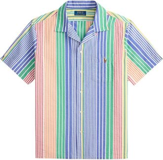 Polo Ralph Lauren Andy Camp Gestreepte Zak Shirt - Heren - Korte mouwen Overhemden - Veelkleurig - M - Katoen - Overhemden