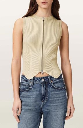 AllSaints Cruz Rib Knit Sweater Vest in Haze Green at Nordstrom, Size X-Small