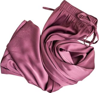 Generic Womens High Waist Satin Pants - Summer Ice Silk Straight Leg Trousers Breathable Casual Loose Fit Pants Purple