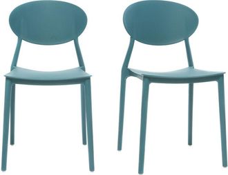 Miliboo Set di 2 sedie design Blu anatra in polipropilene ANNA