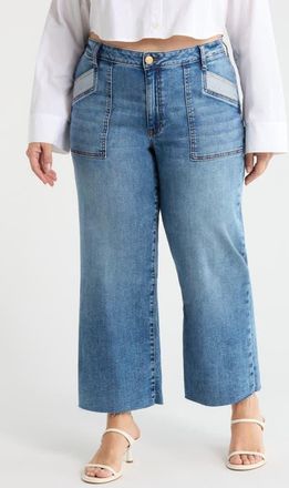 Kut from the Kloth Meg Raw Hem High Waist Ankle Wide Leg Jeans in Success at Nordstrom, Size 14W