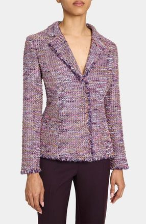 Santorelli Gisele Jacket in Luxury Tweed with Subtle Sequins in Dusty Lilac at Nordstrom, Size 6